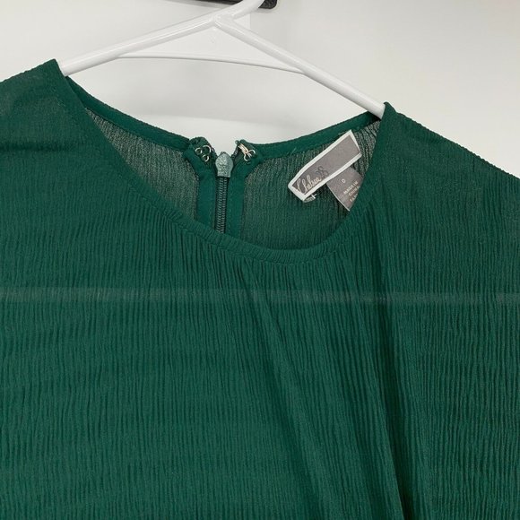 Chelsea 28 Dress Green Smocked Long Sleeve Ruffle Drop Waist Mini - Picture 5 of 12